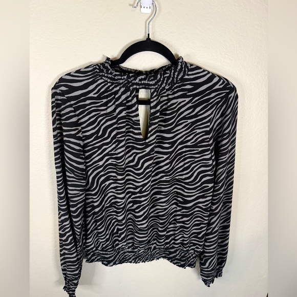 Michael Kors Tops - Michael Kors Black and Gray Zebra Print Blouse